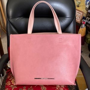 Bold pink faux leather tote by Steve Madden!